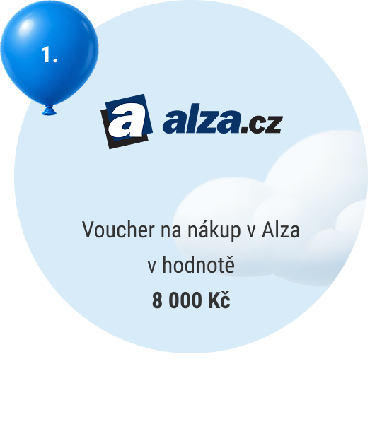 1. místo — voucher na nákup v Alza v hodnotě 8 000 Kč