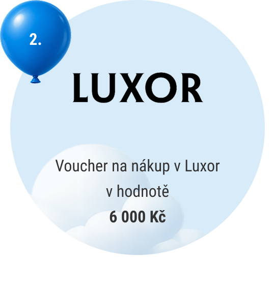 2. místo — voucher na nákup v Luxor v hodnotě 6 000 Kč